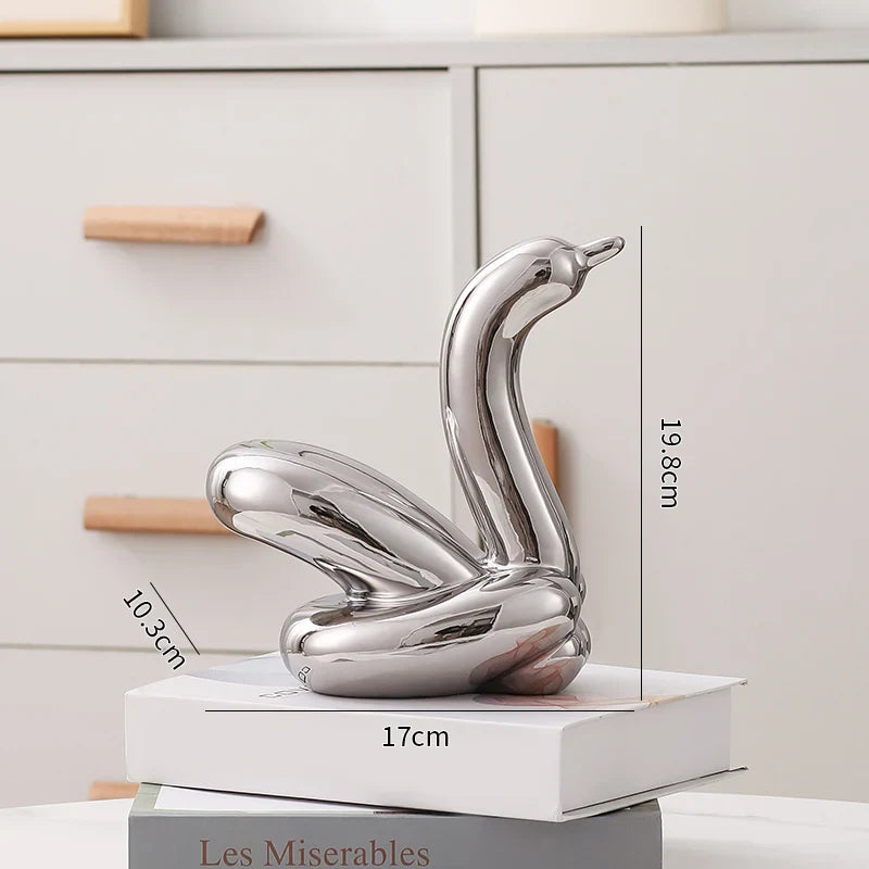 Nordic Ceramic Swan Sculpture Animal Decorative Figurine Home Decor Room Accessory Swans Decorative Item