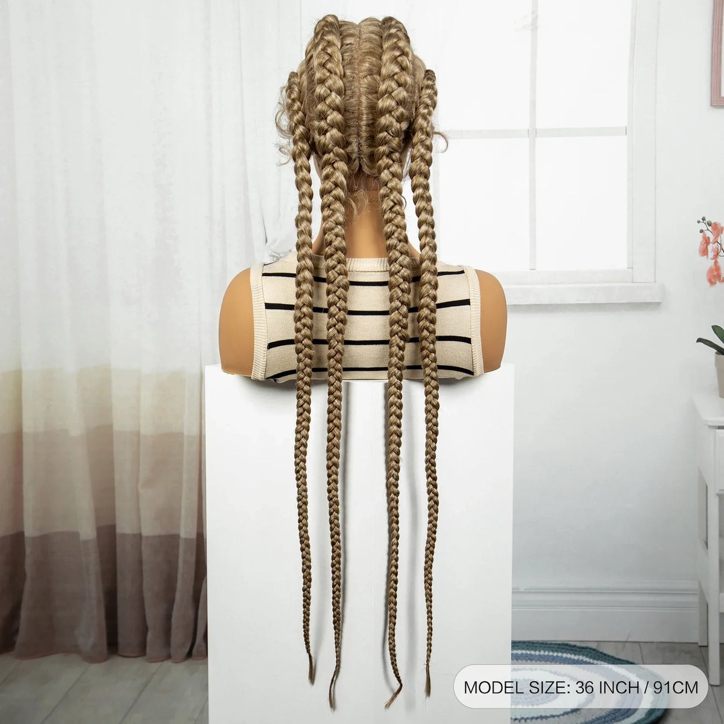 36" Natural Cornrow Braids Wig | Lace Front | Baby Hair | Long Braids