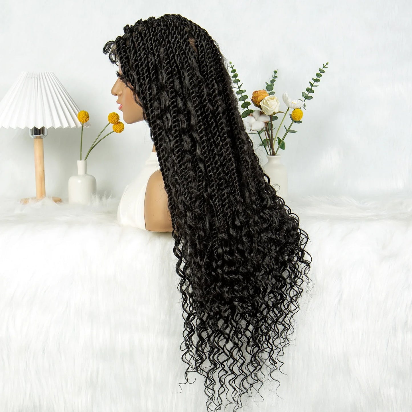 KIMA Twisted Boho Braided Wig | Full Lace Knotless Box Braids with Curly Accents