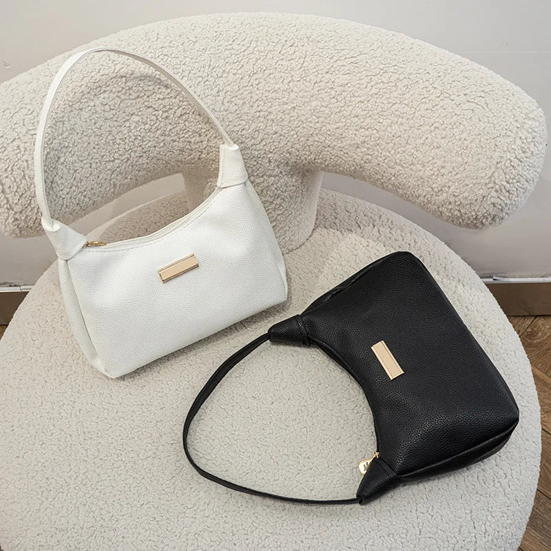 Women's Retro Solid Color PU Leather Handbag | Fashion Shoulder Underarm Casual Hobo Bag for Ladies