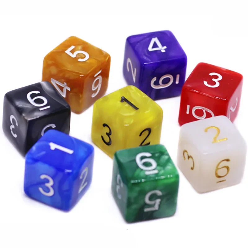 8 PCS/Lot Square Corner Dice Colorful Opaque Acrylic 6 Sided Dice  Club/Party/Family Games