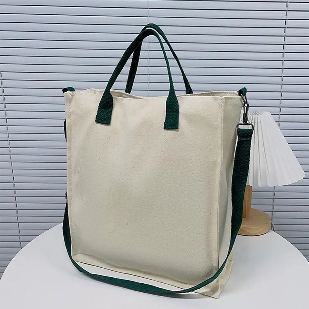 Large Capacity Colorful Canvas Tote Bag | Washable & Durable Unisex Commuting Crossbody Bag (Soft, Patchwork Design)