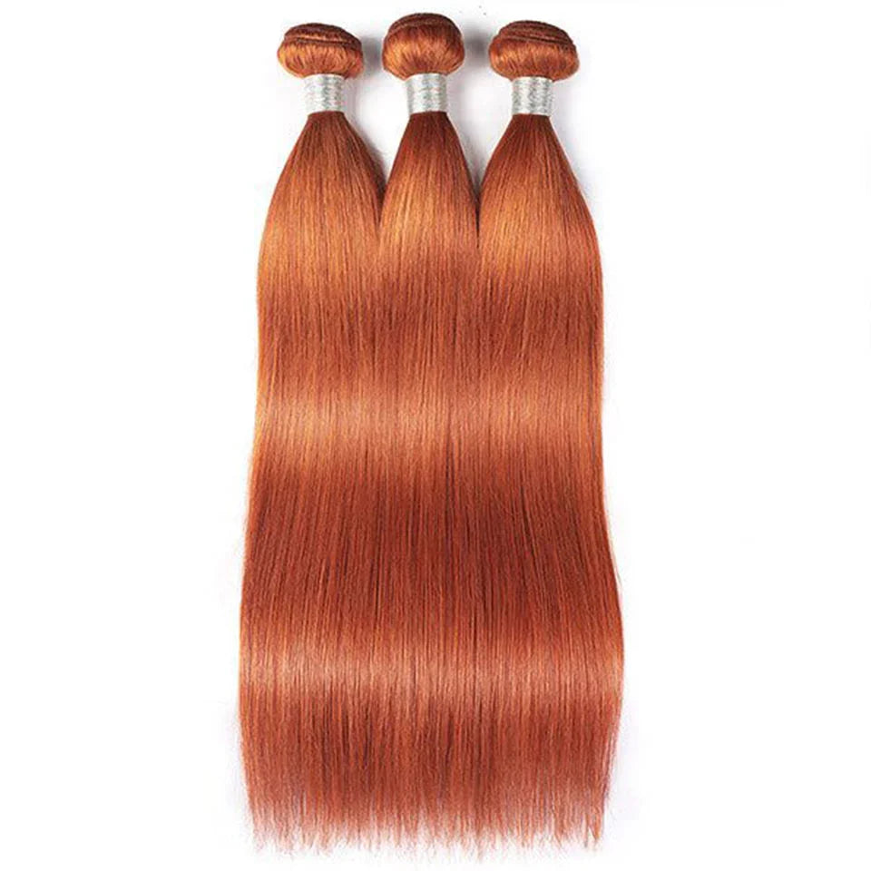 Orange Ginger Straight Human Hair Weave Bundles | Brazilian Remy Extensions