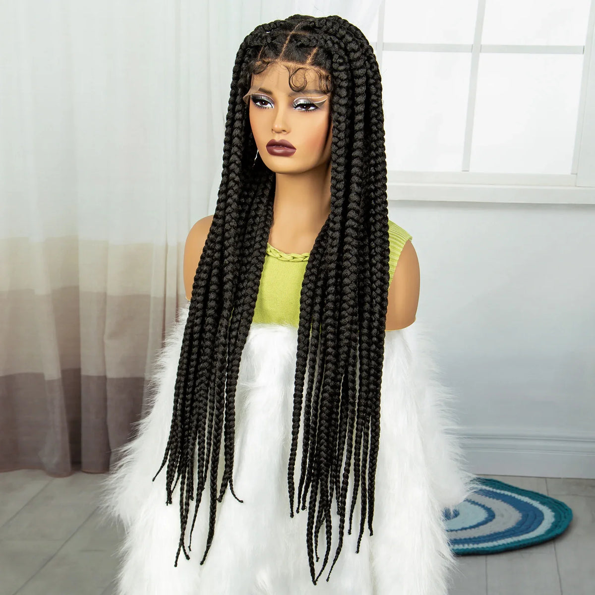 Knotless Twist Braids Full Lace Wig | Straight Synthetic Braids | Baby Hair | Black Women