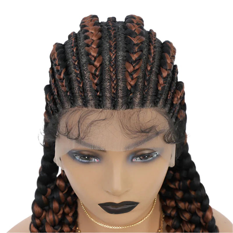 36" Jumbo Dutch Twins Cornrows Wig | Full Lace Front | Synthetic Braids | Black Women
