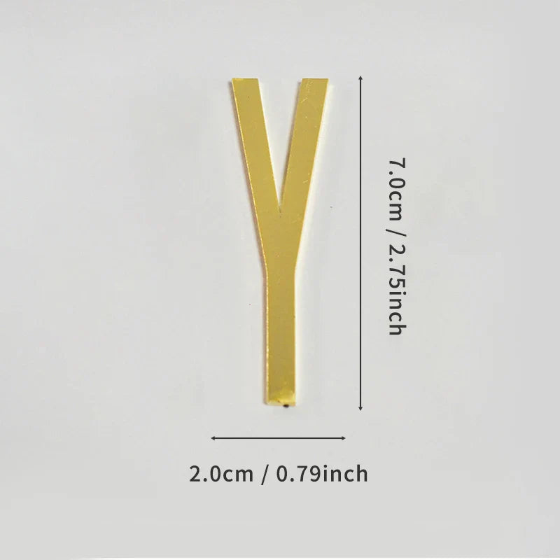 Golden Self Adhesive House Number Metal English Alphabet Letters for Apartment Room Door Plate Table Mailbox Number Stickers 7cm