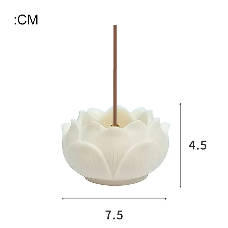 Ceramic Lotus Incense Burner Brass Gourd-shape Incense Holder Incense Stick Holder for Yoga Meditation Spa Home Decor