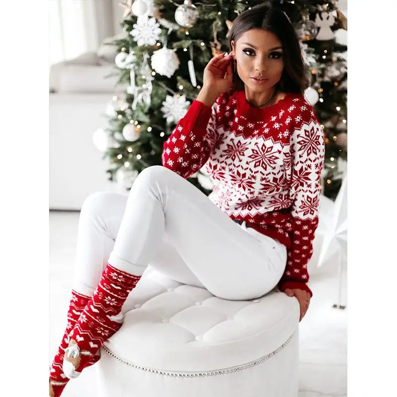 Women's Sweater Christmas Snowflake Knit