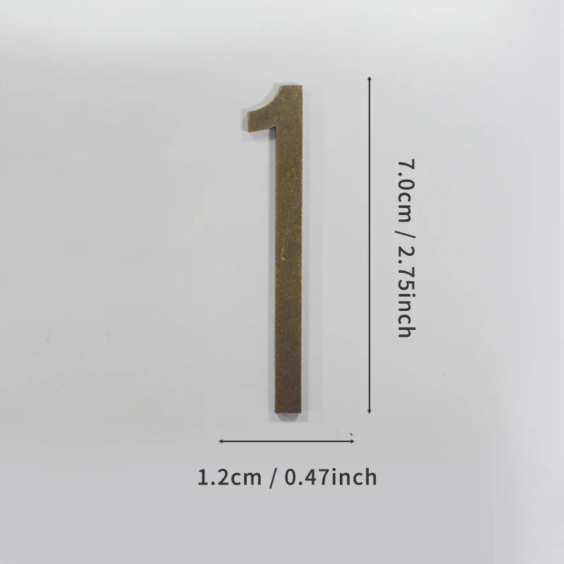 Bronze Door Number with Backing Adhesive 7cm Metal House Number Apartment Door Number for Outdoor Hotel Home Mailbox Label