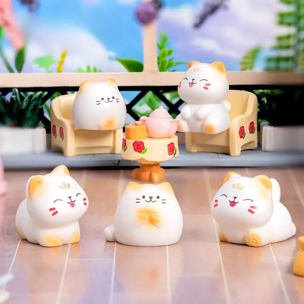 8pcs Mini Cats Ornament Fairy Garden Kitten Statue Gift Kids Children Baby Room Decoration Toys Miniature Figurines Home Decor