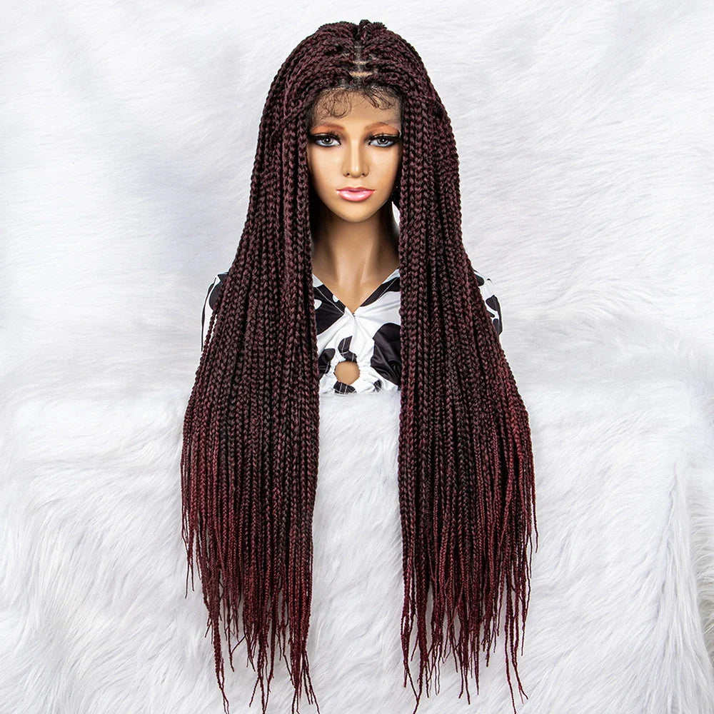 Goddess Box Braids Lace Front Wig | Transparent Full Lace Synthetic Braided Wig