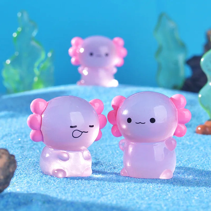 10-50 pink Luminous Axolotl Miniatures Ambystoma Mexicanum Glow At Night Cute Animals Fish Tank Moss Microlandscape Decoration