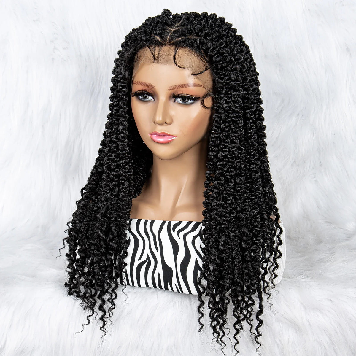 KIMA 18" Curly Tip Braided Wig | Full Lace with Baby Hair