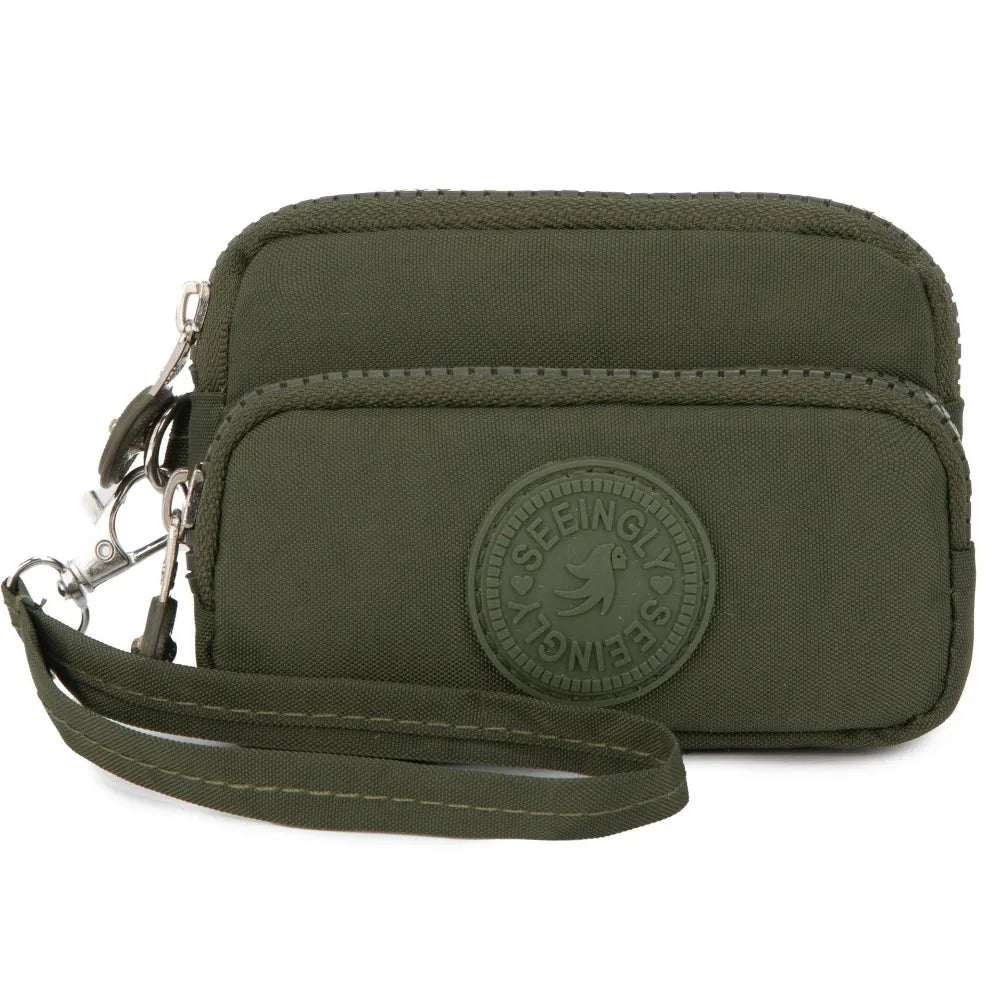 New Waterproof Coin Purse with Key Ring | Solid Color Card Holder & Large Capacity Wear-Resistant Handbag (Unisex Storage Bag)