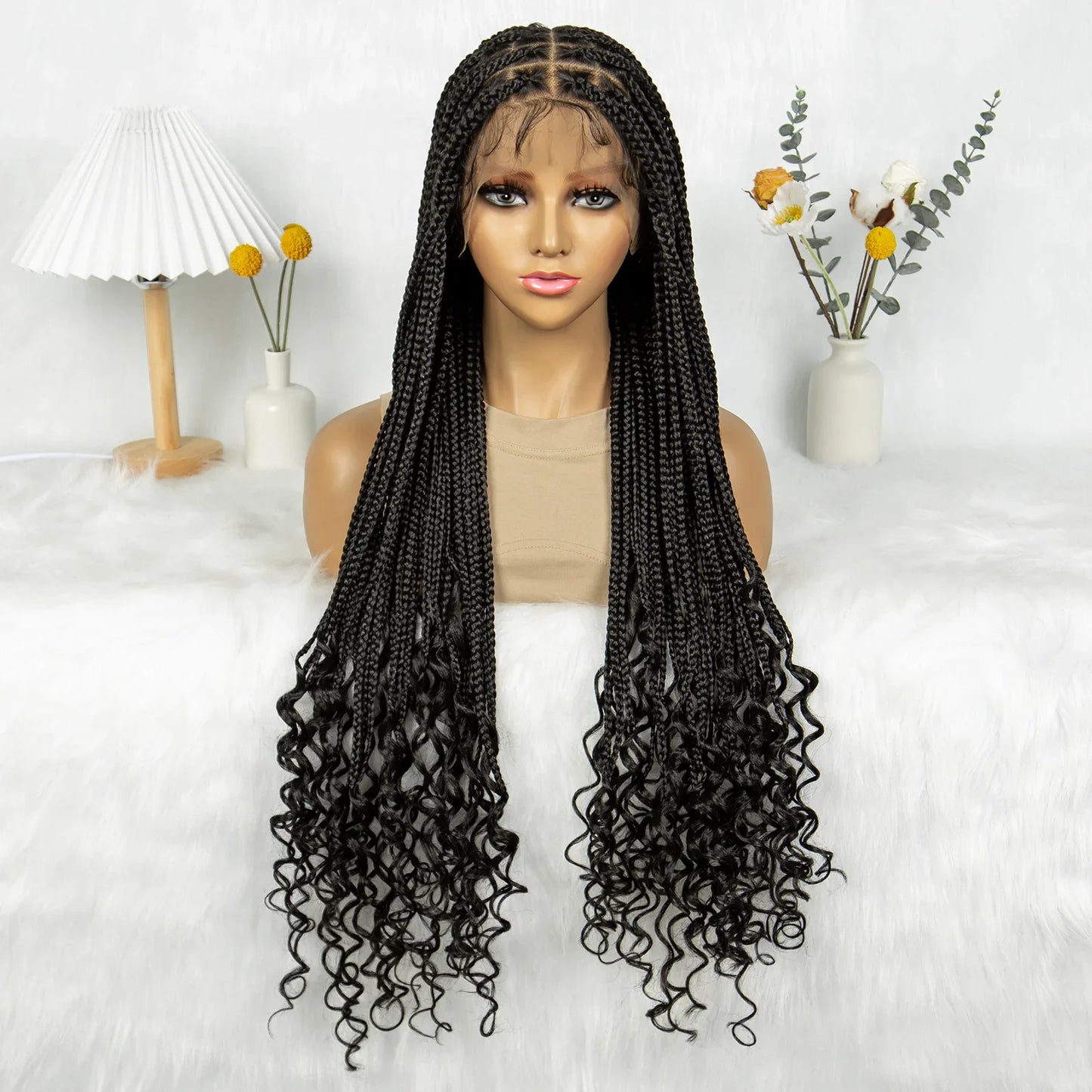 Black Cornrow Braided Wig | Full Lace Front | Twisted Braids | Crochet Hair