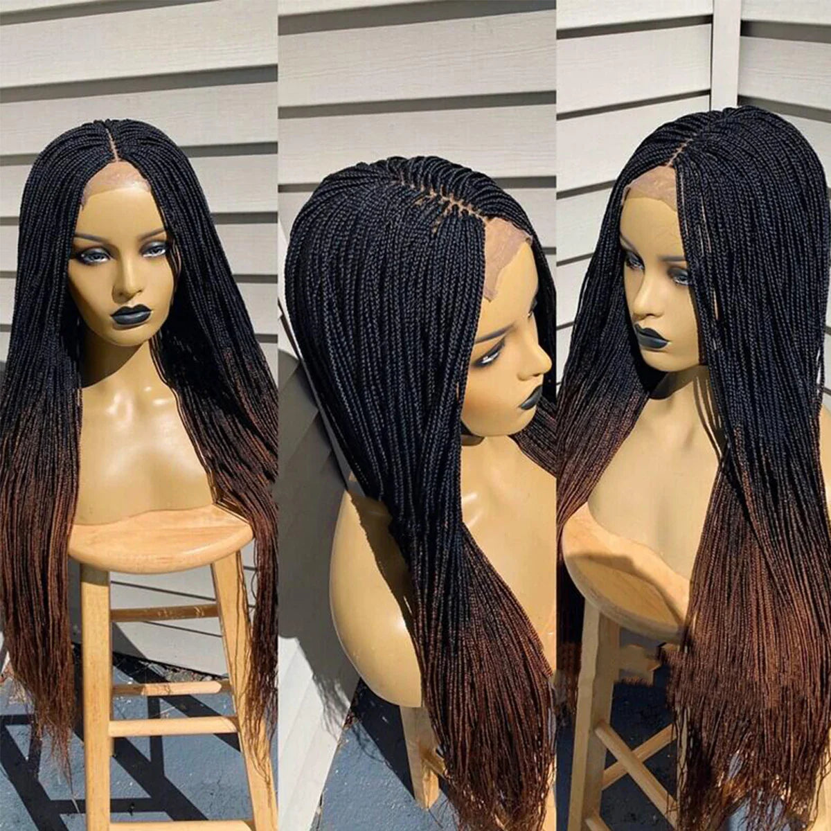 Ombre Blonde Knotless Box Braided Wig | Full Lace Braids Wig | Senegalese Twist, Passion Twist, Faux Locs Styles Available | Kanekalon Hair