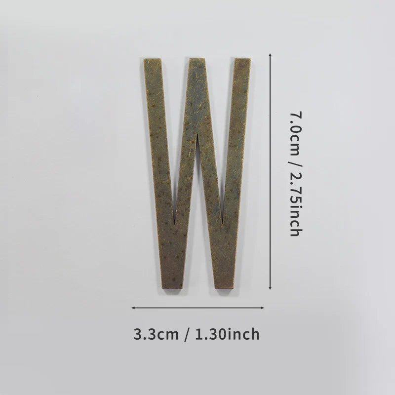 Bronze Self Adhesive House Number Metal English Alphabet Letters for Apartment Room Door Plate Table Mailbox Number Stickers 7cm