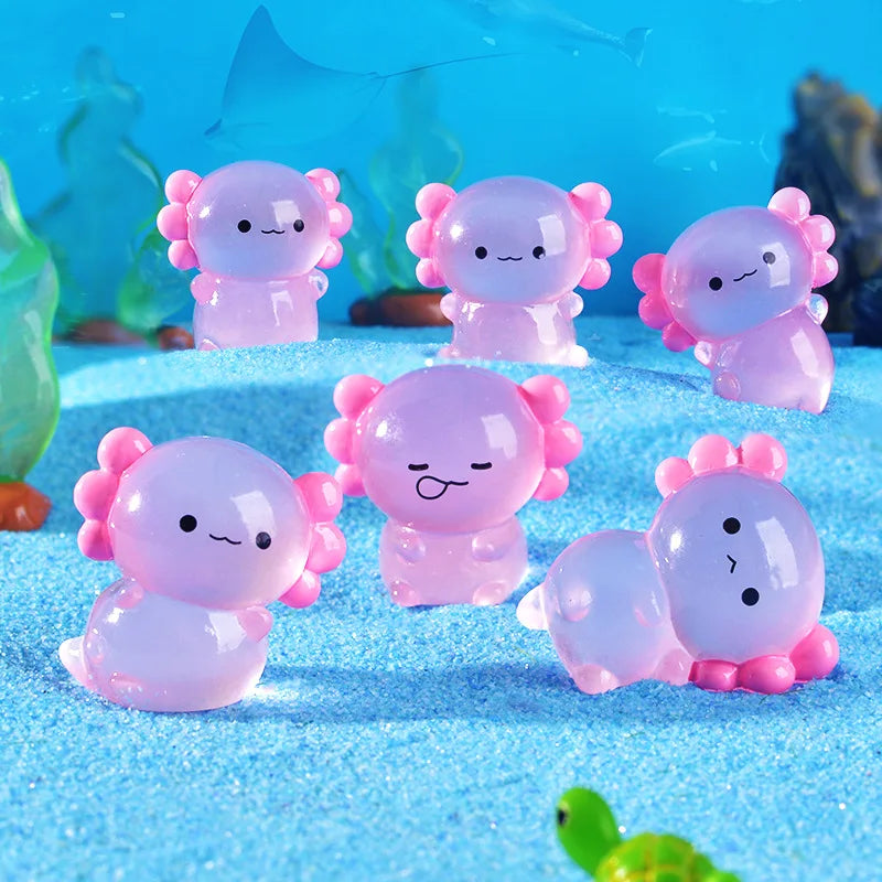 10-50 pink Luminous Axolotl Miniatures Ambystoma Mexicanum Glow At Night Cute Animals Fish Tank Moss Microlandscape Decoration