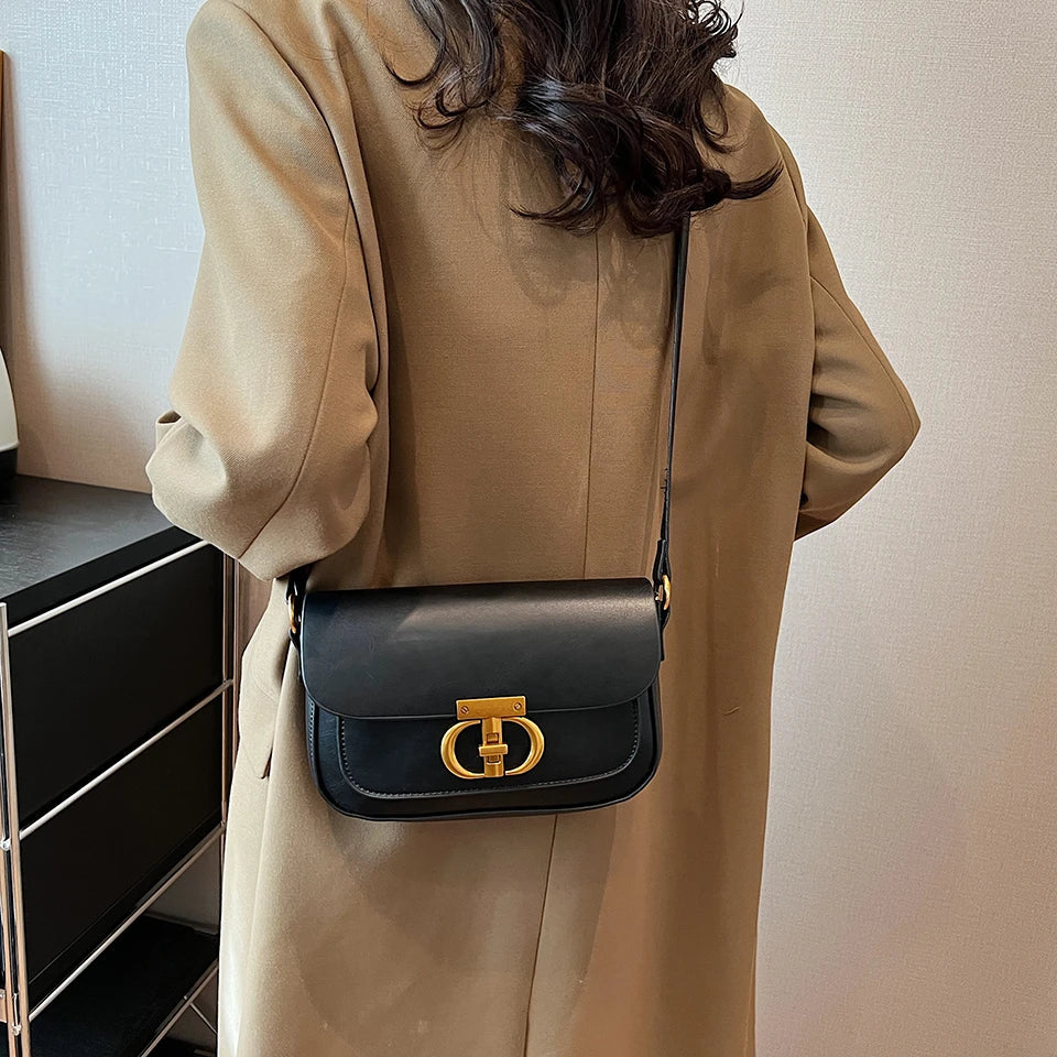 Retro Small PU Leather Bag Women's | Original Fashion Lock Crossbody Shoulder Sac & Senior Handbag Underarm Bag (Designer)