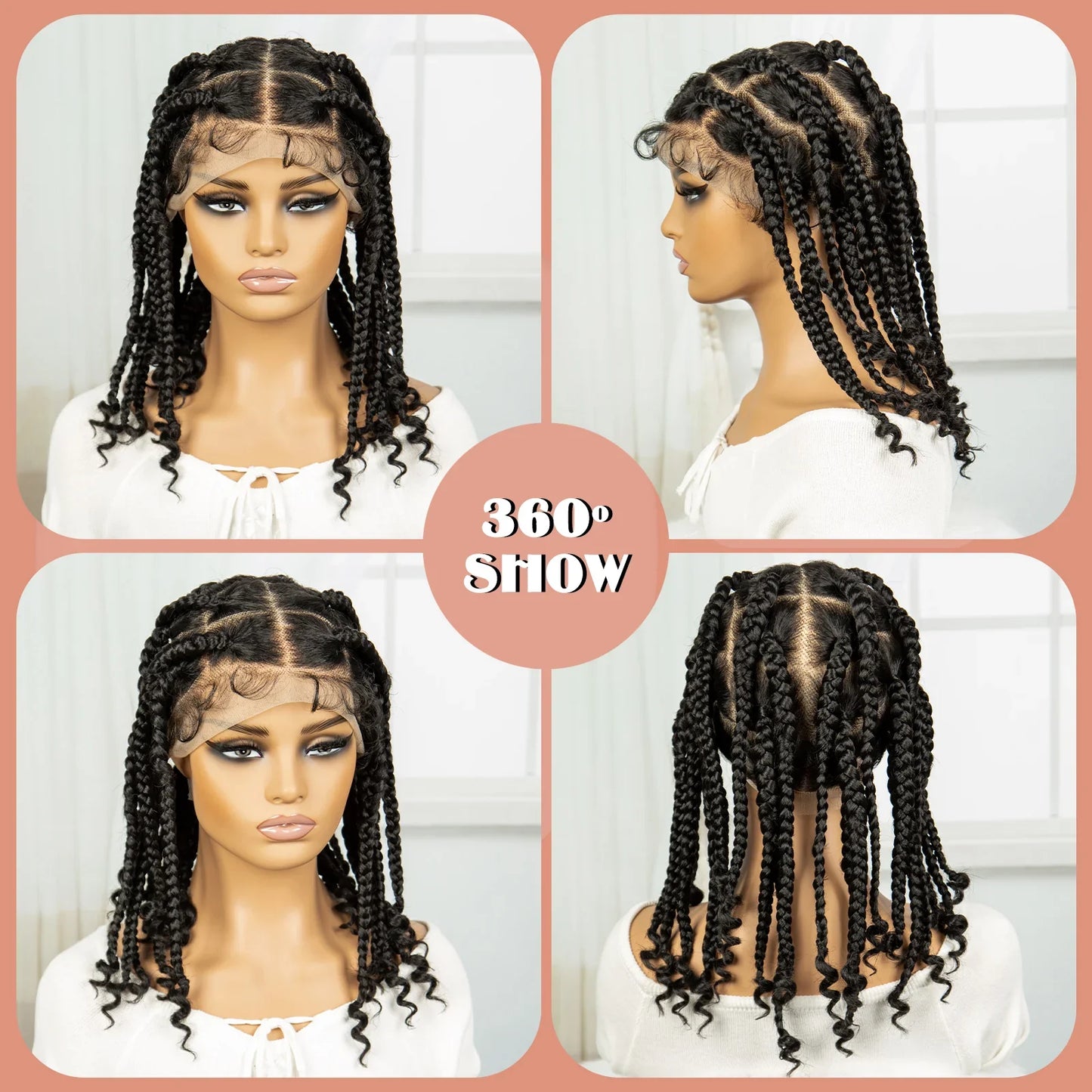 HD Full Lace Knotless Box Braids Wig with Curly Ends | Baby Hair