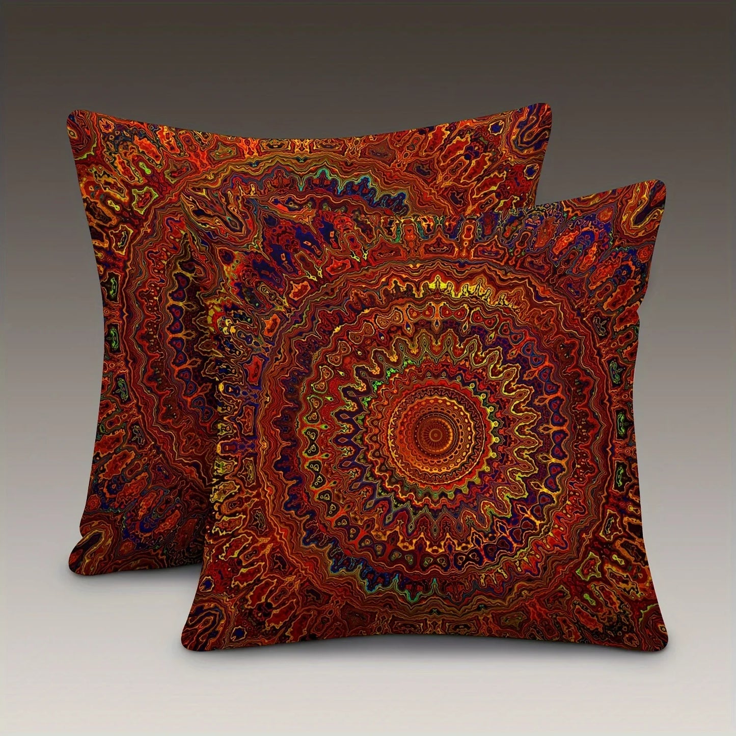 VIKAMA Red Dreamy Golden Mandala Bohemian Style Pillowcase, Modern Style Bedroom And Living Room Home Decoration