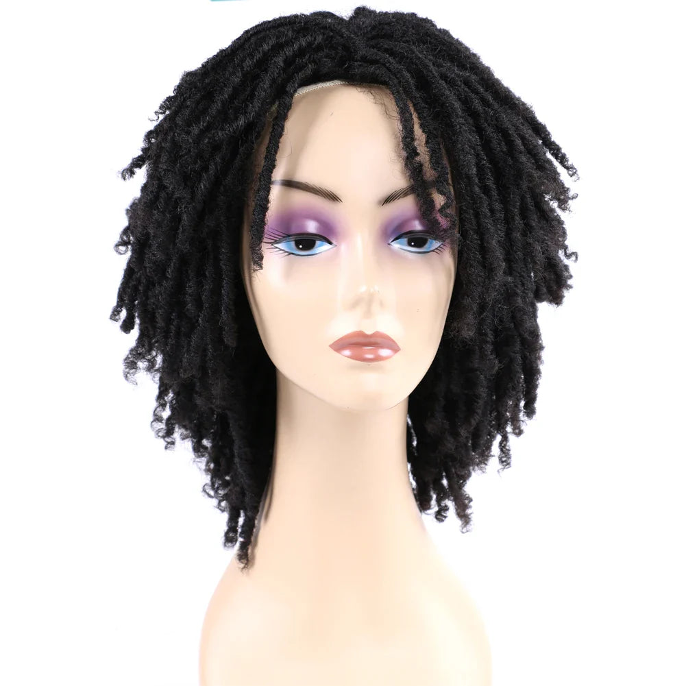 Short Dreadlock Wig | Afro Curly Twist | Faux Locs | Heat Resistant Synthetic Wig | Black Women