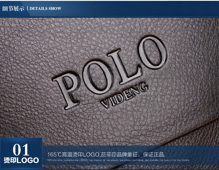 Polo Vertical Men's Crossbody Bag | Leisure Business Single Shoulder Bag (PU Leather, Solid, Versatile Trend)