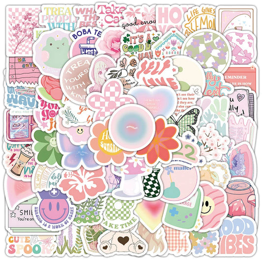10/30/50/100pcs Cartoon Pink Danish Past Ins Graffiti Stickers Laptop Suitcase Phone Water Bottle Aesthetic Sticker Kids Toys