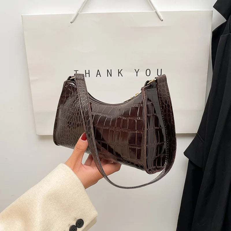 Solid Color PU Leather Women's Underarm Bag | New Luxury Designer Female Casual Shoulder Bag (Tote Clutch Purse & Banquet Handbag)