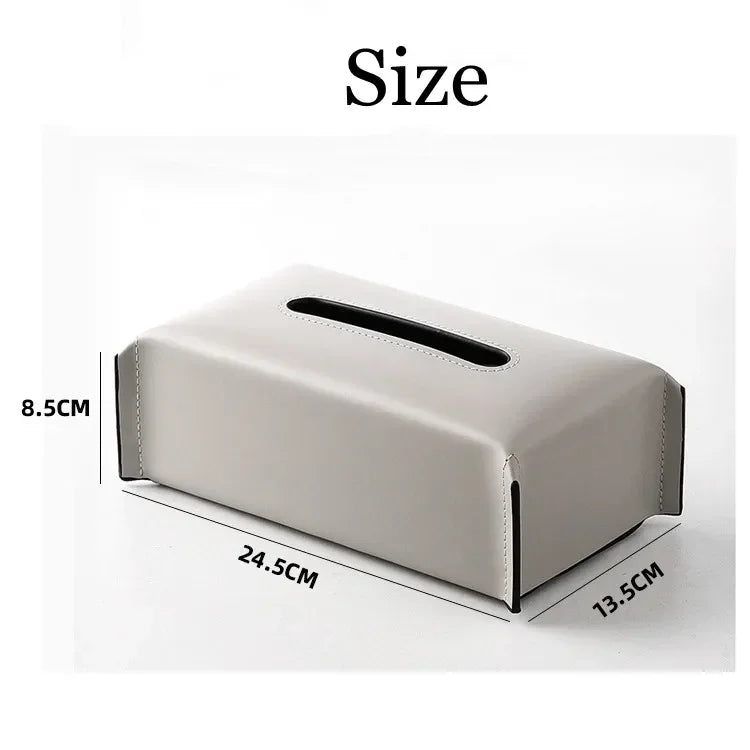 New Woven Tissue Box Leather Napkin Case Luxury Paper Cover Car Living Tissue Paper Holder Desktop Home Tabletop Decoration