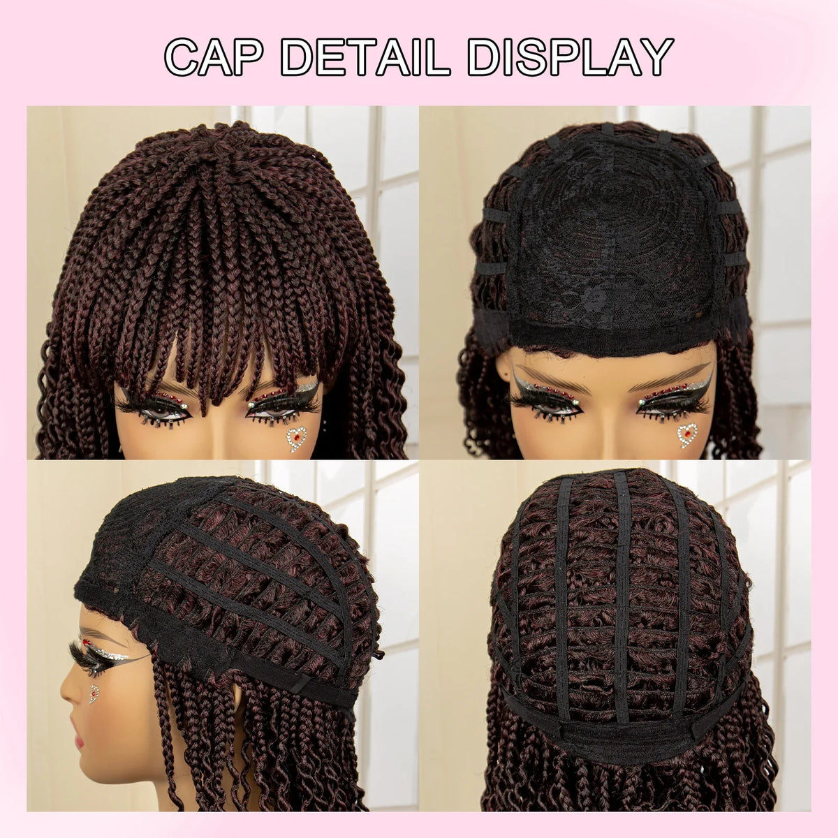 Short 14" Bob Braided Wig | Curly Knotless Box Braids | Synthetic Machine Made Wig | For Black Women