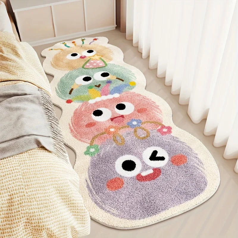 VIKAMA Cute Cartoon Carpet Long Carpet Rug Live Room Bedroom Bedside Blanket Welcome Mat Absorbent Bathroom Mat Home Decoration