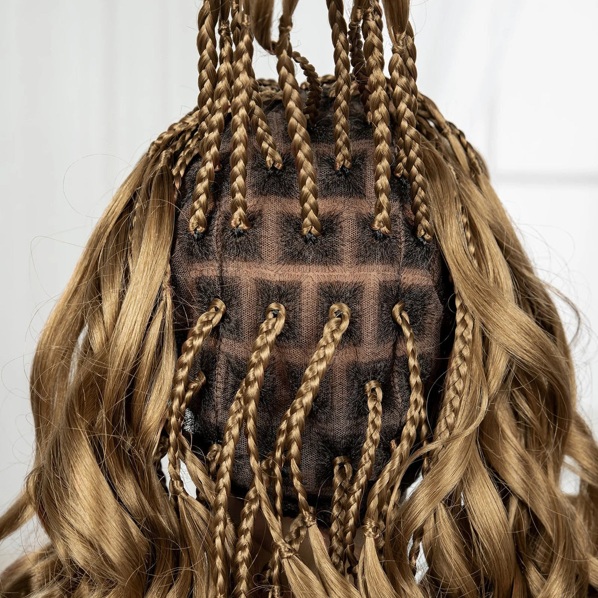 18" Bouncy Wavy Knotless Braids Wig | Full Lace | Bangs | Baby Hair