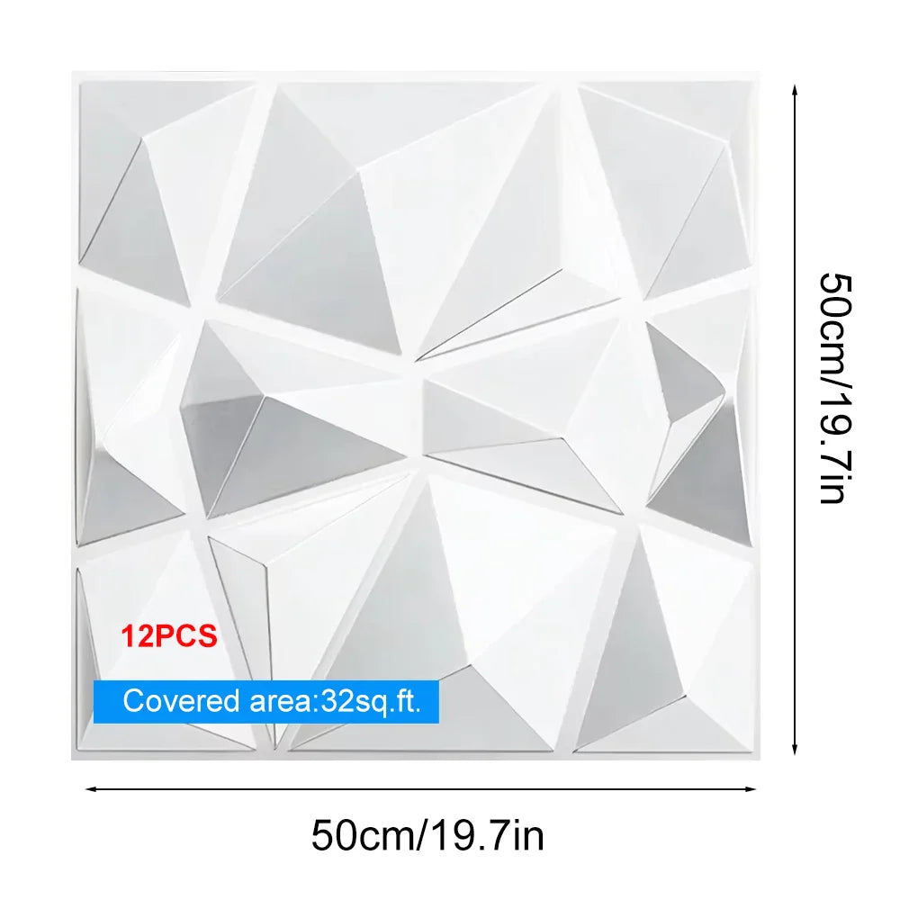12 Pcs 50x50cm 3D Wallpanel PVC DIY Home Decoration Wallboard For Indoor Wall Living Room TV Decoration Stereo Wall Sticker