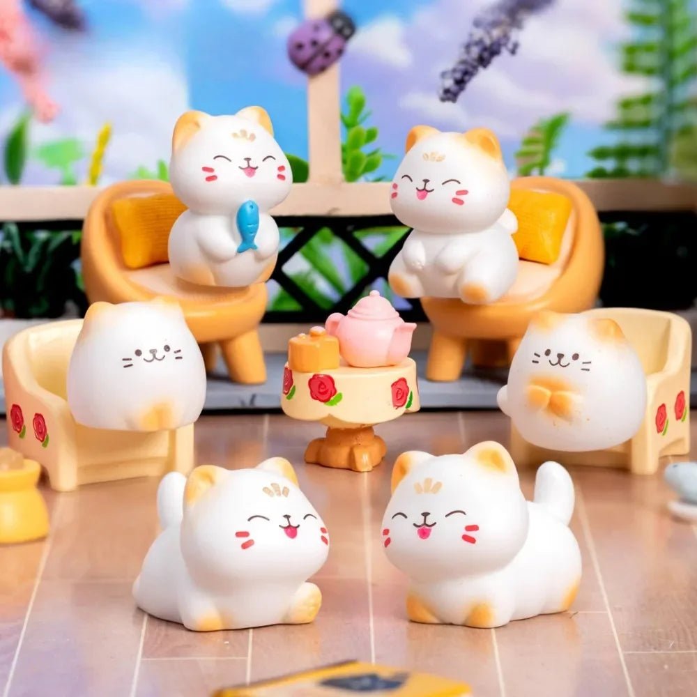 8pcs Mini Cats Ornament Fairy Garden Kitten Statue Gift Kids Children Baby Room Decoration Toys Miniature Figurines Home Decor