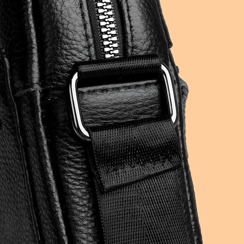 High Quality Genuine Leather Men's Shoulder Bag | Cow Leather Casual Daily Use Crossbody Purse & Handbag (Soft, Solid Color)
