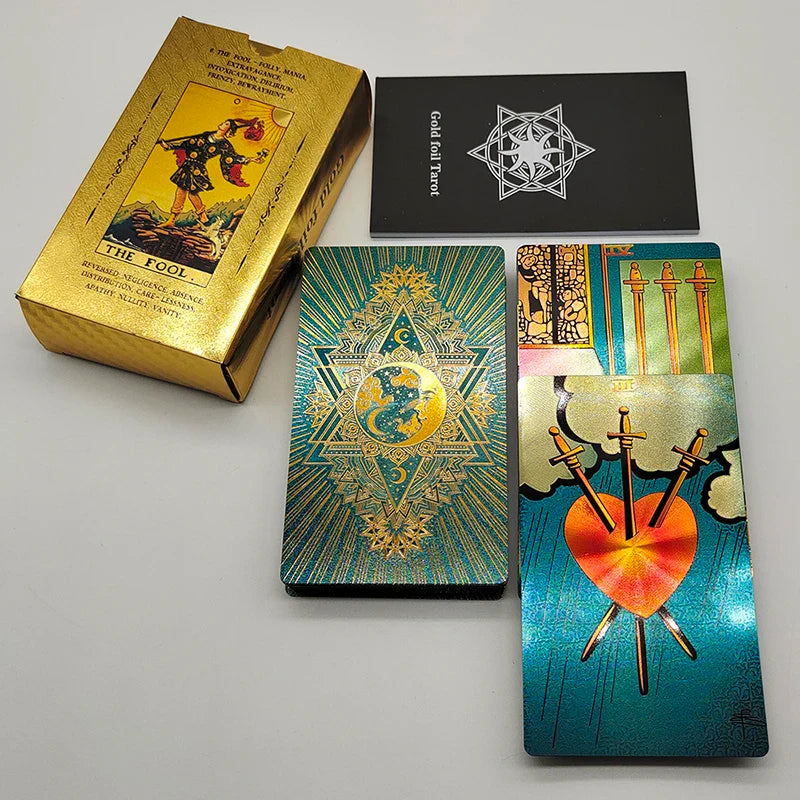 Cost Worthy Luxe Gold Foil Tarot Deck With Nice Plastic Package Board Game of Oracle Cards For Beginners