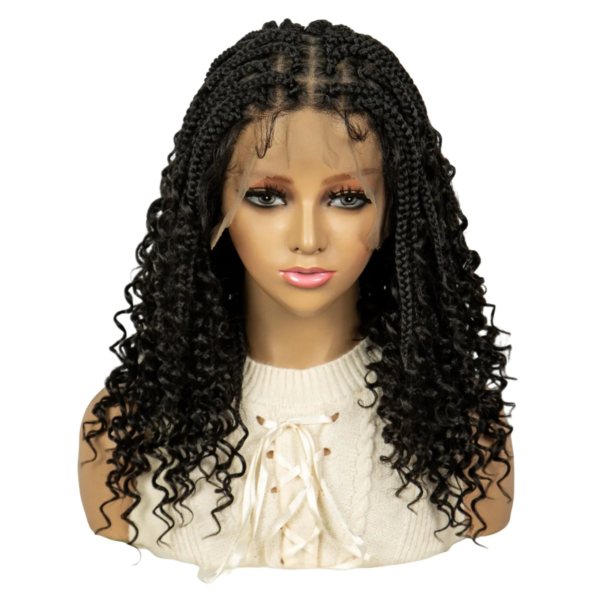 Bohemian Knotless Box Braids Wig | Goddess Locs with Curly Ends
