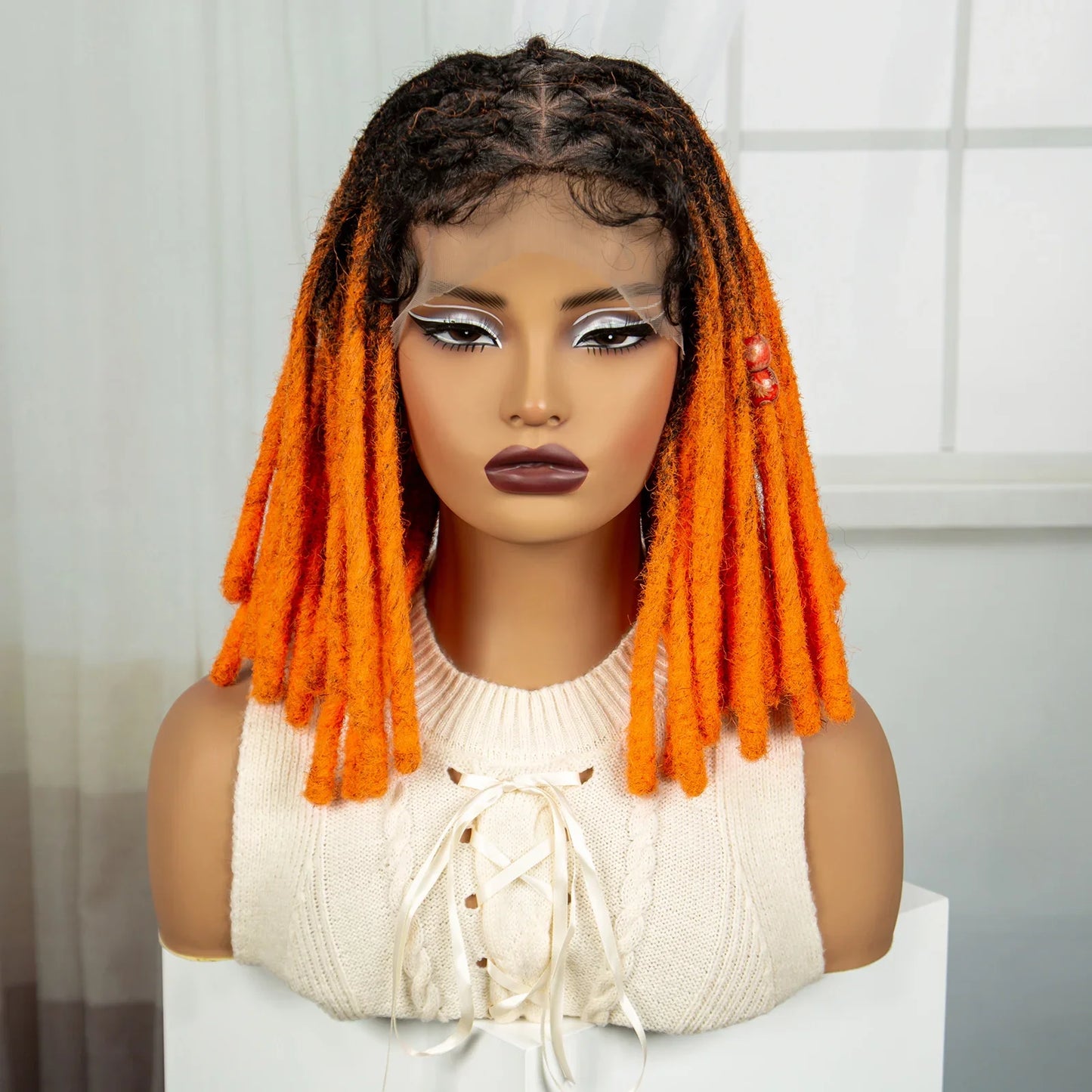 Red Faux Locs & Knotless Braids Wig | Full Lace | Baby Hair | Dreadlock Style