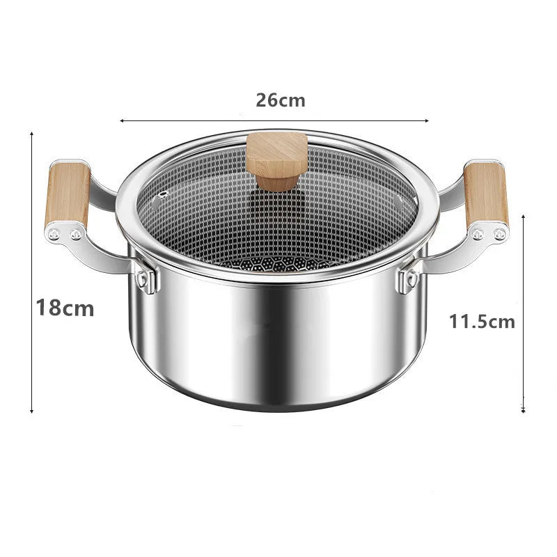 Stainless Steel Soup Pot Wok Honeycomb Non-stick Pot with lid Frying Pan Home Hot Pot Induction Cooker Gas Stove Universal Pan