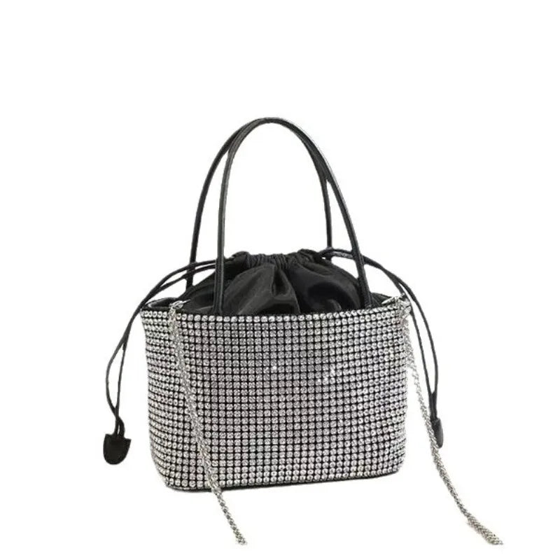 Glamorous Rhinestone Pearl Stage Bag | Women's Sparkly Evening Clutch & Luxury Performance Purse (Large Capacity Crossbody Shoulder Bag)