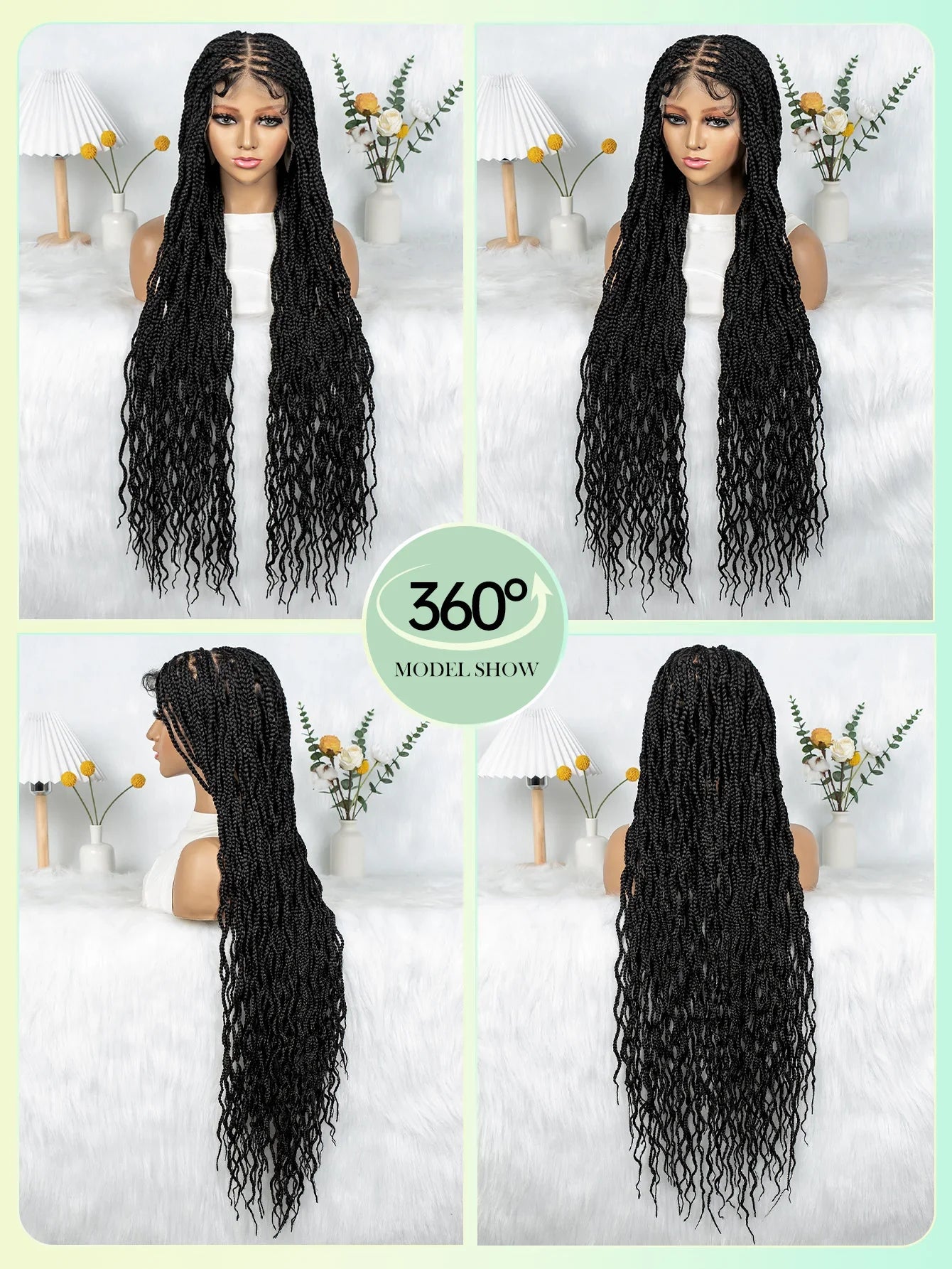 Crochet Box Braids Full Lace Wig with Pre-Plucked Hairline