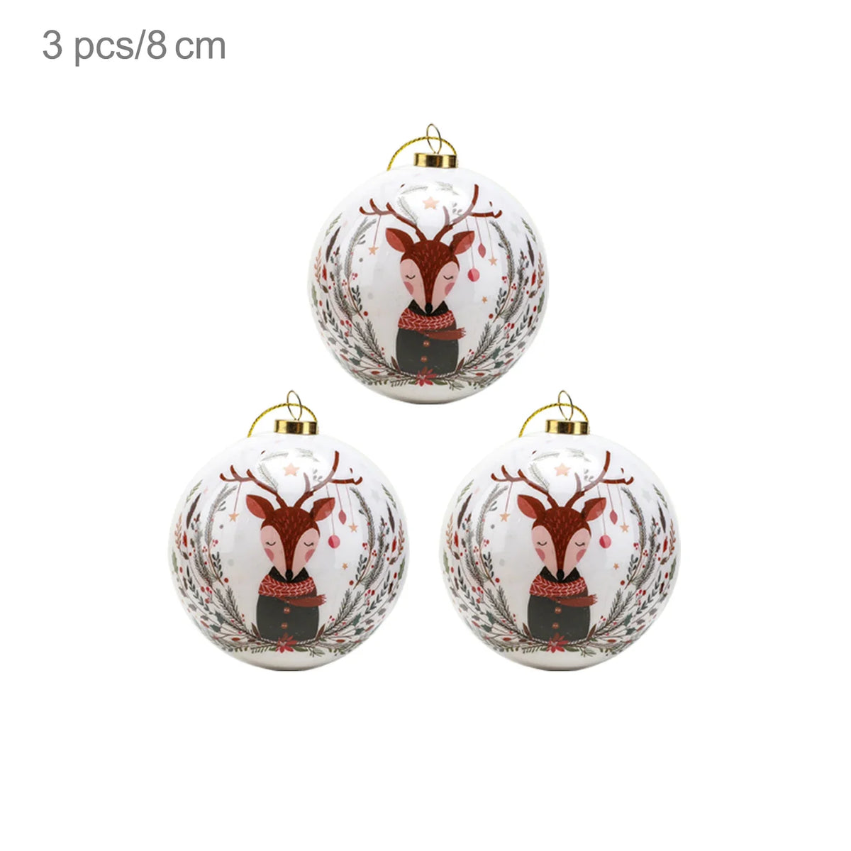 3pcs 8cm Christmas Balls Original Gifts Christmas Decoration 2024 Christmas Tree Decorations Gift Decoration Pendants Baubles