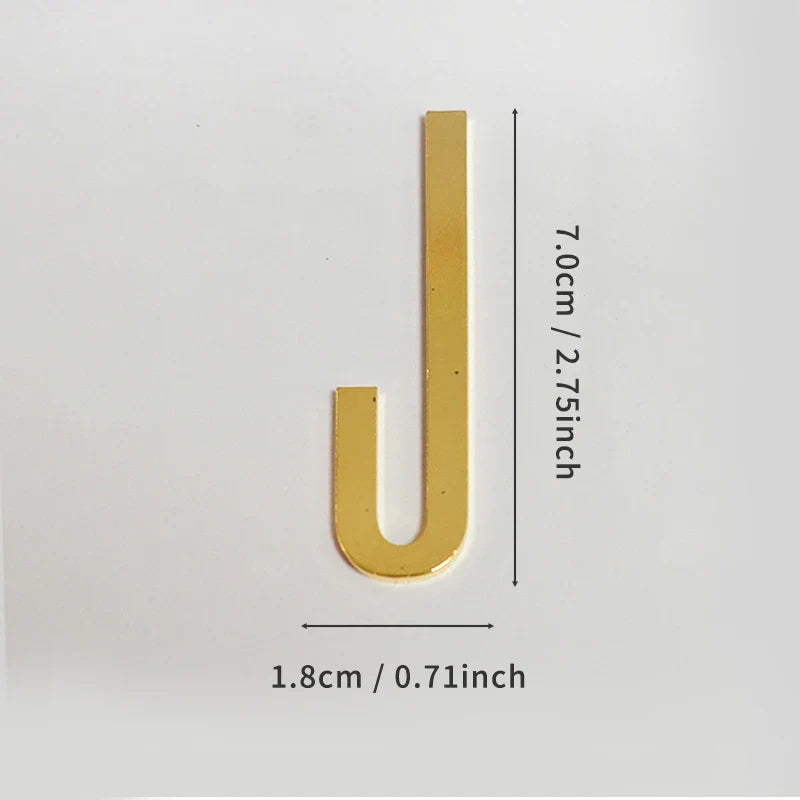 Golden Self Adhesive House Number Metal English Alphabet Letters for Apartment Room Door Plate Table Mailbox Number Stickers 7cm