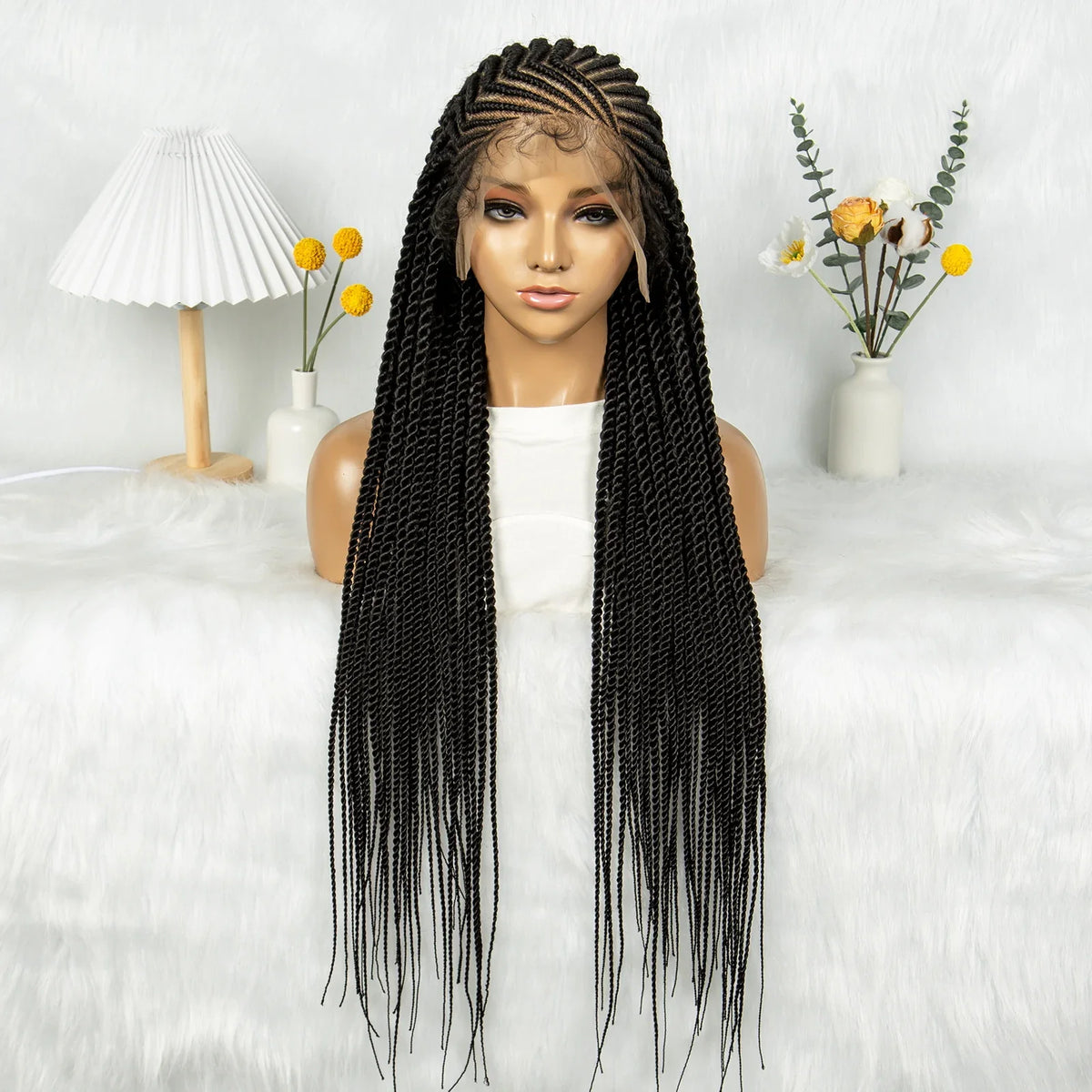 HD Lace Cornrows to Twisted Braids Wig | Full Lace Goddess Style