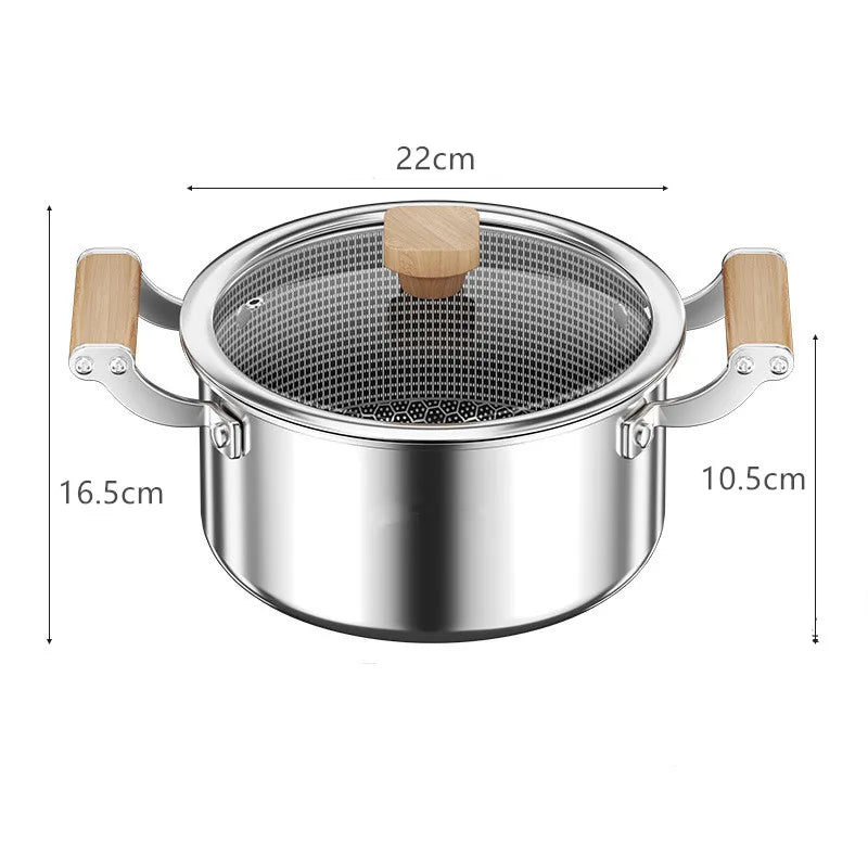 Stainless Steel Soup Pot Wok Honeycomb Non-stick Pot with lid Frying Pan Home Hot Pot Induction Cooker Gas Stove Universal Pan