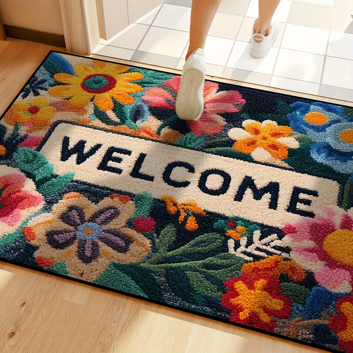 VIKAMA Beautiful  Flower Doormat Non-slip Floor Mat Absorbent Bathroom Mat Rug For Bedroom Living Room Carpet Welcome Mat