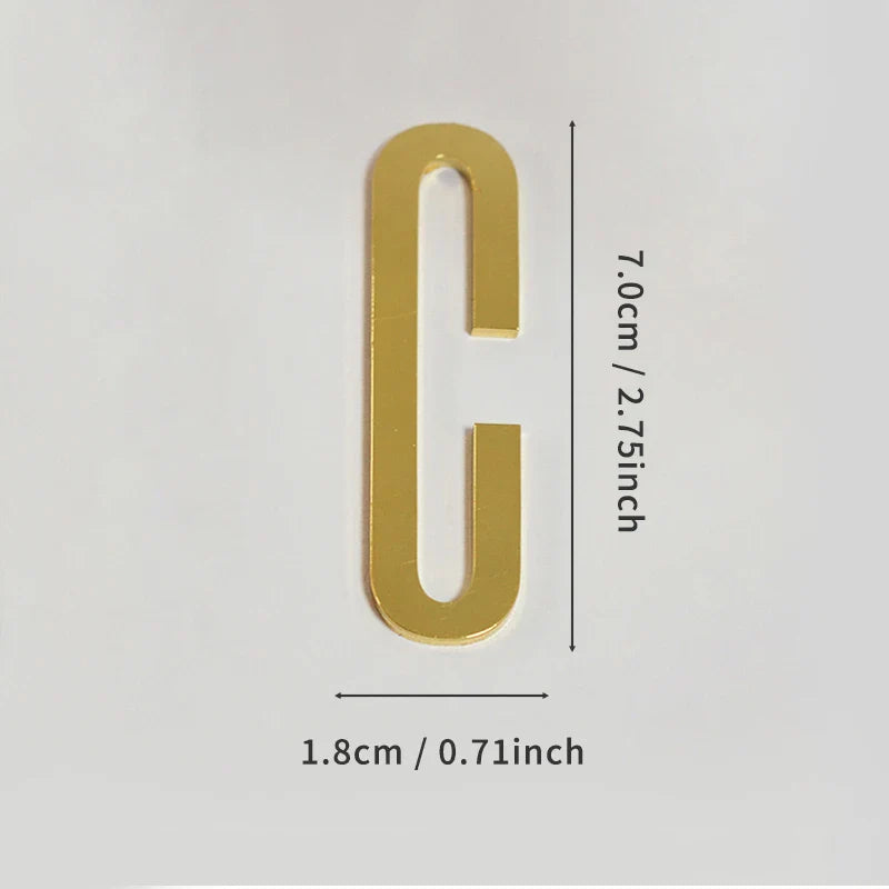 Golden Self Adhesive House Number Metal English Alphabet Letters for Apartment Room Door Plate Table Mailbox Number Stickers 7cm