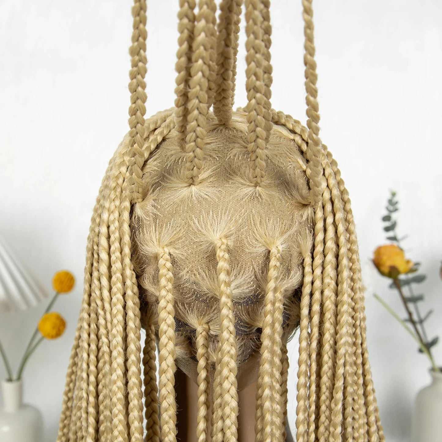 HD Knotless Box Braided Full Lace Wig | Ginger 350# & 613# Blonde | Synthetic Crochet Braids | Black Women