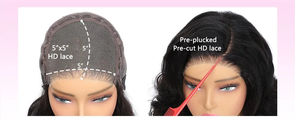 Vietnamese | 100% Human Hair | Bouncy Body Wave | HD Transparent Lace | Glueless | Wear And Go | Pre Plucked | Lace Closure Wigs